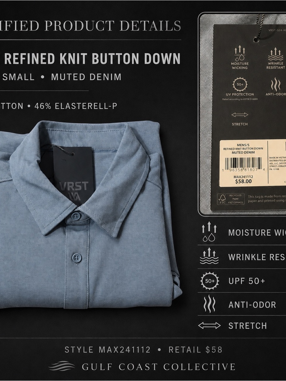 VRST Men’s Refined Knit Button Down Blue Size: S NWT